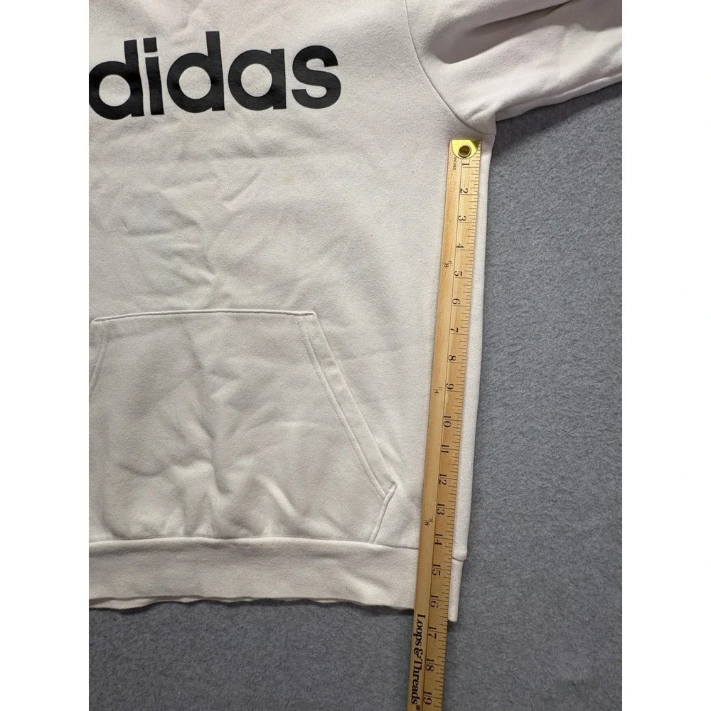 Adidas Essentials 3-Stripes Hoodie Mens Medium White Black Pullover Sweatshirt
